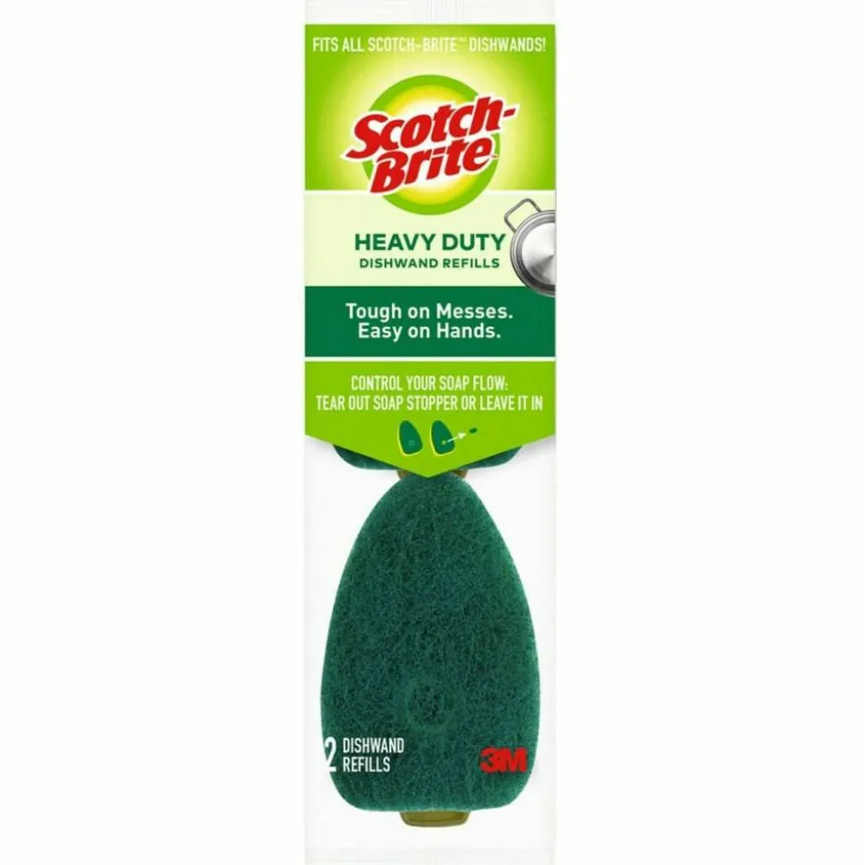 Scotch-Brite Dishwand Refills, 2-15/16" x 2-1/4", Green, Pack of 2