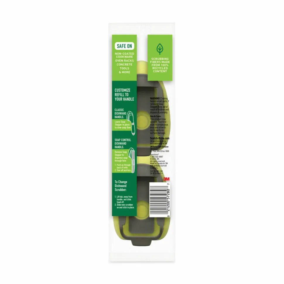 Scotch-Brite Dishwand Refills, 2-15/16" x 2-1/4", Green, Pack of 2