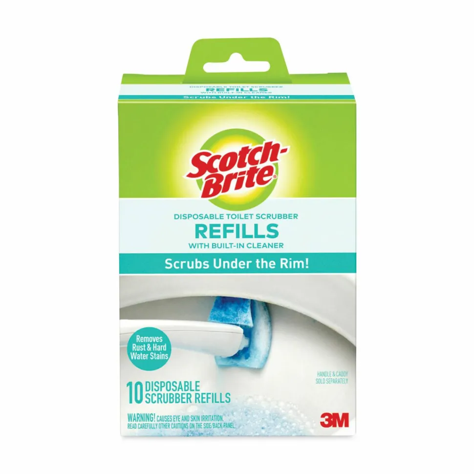 Scotch-Brite Disposable Toilet Scrubber Refill, Blue/White, 10/Pack