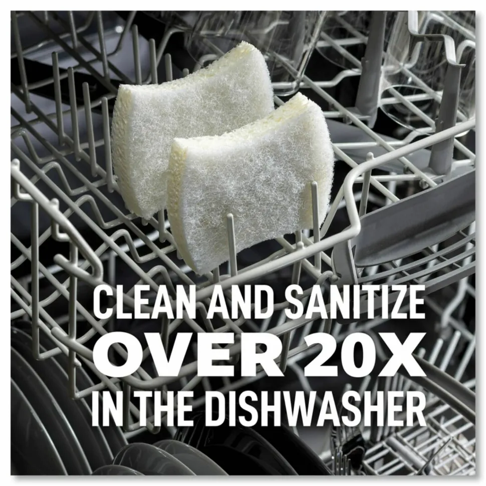 Scotch-Brite Greener Clean Non-Scratch Scrub Sponge, 2.6 x 3.3, 0.7" Thick, White, 3/Pack