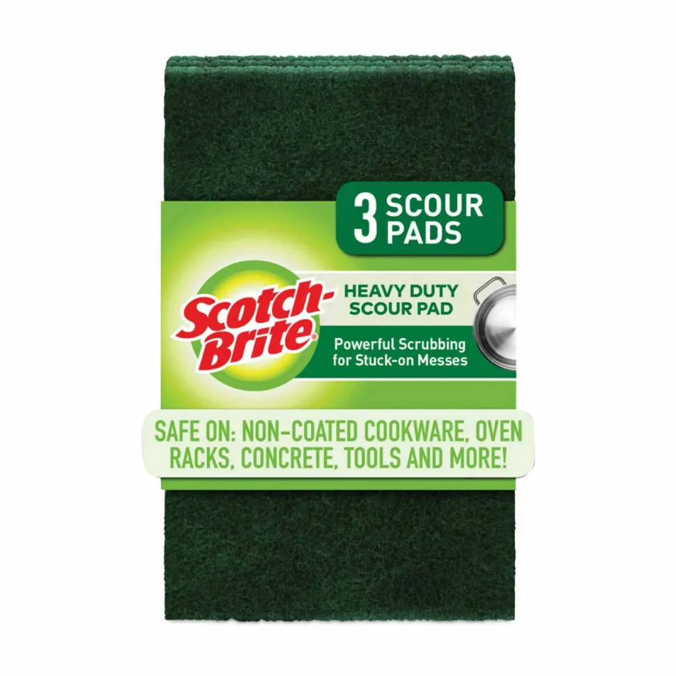 Scotch-Brite Heavy-Duty Scouring Pad, 3.8 x 6, Green, 10/Carton