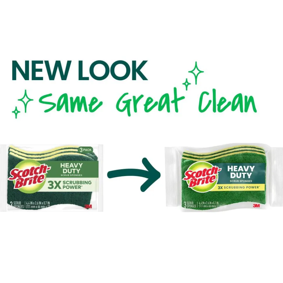 Scotch-Brite Heavy Duty Sponges, 3 Scrubbing Sponges, Great For Washing Dishes and Cleaning Kitchen