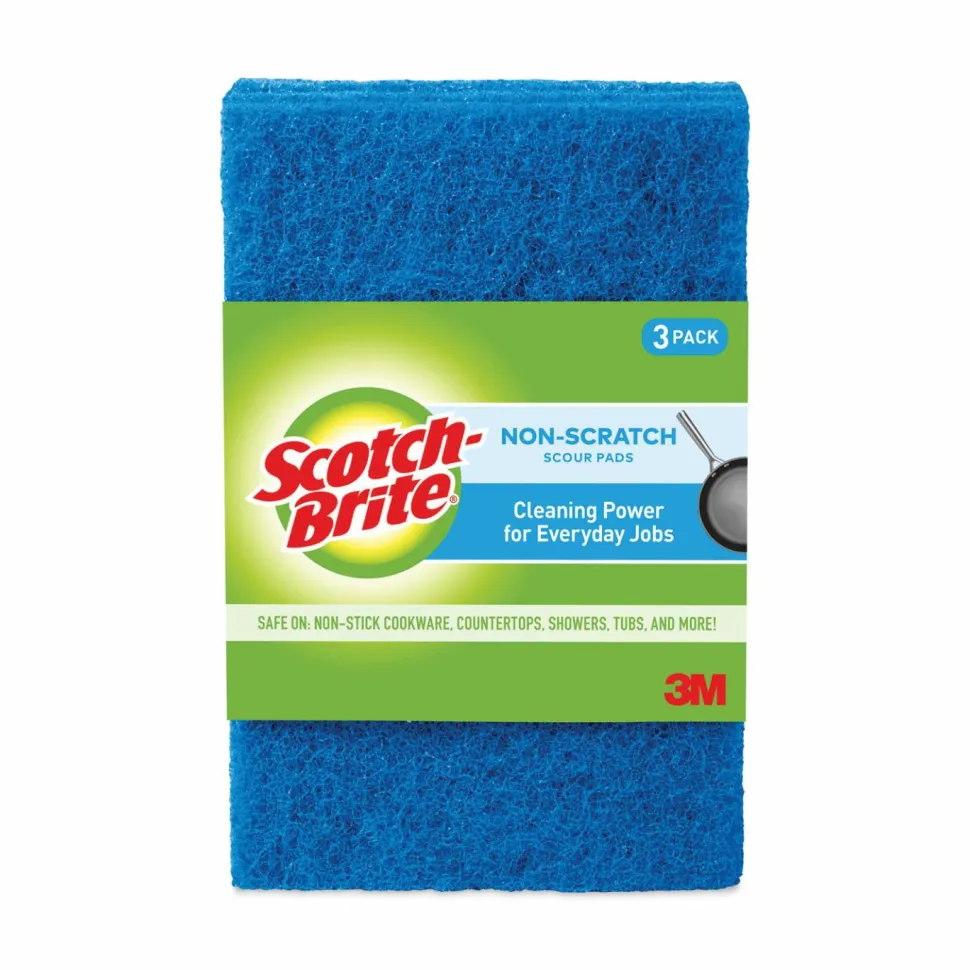 Scotch-Brite Non-Scratch Scour Pads, 3 x 6, Blue, 10/Carton