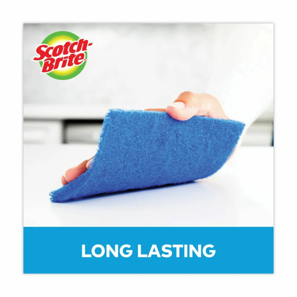 Scotch-Brite Non-Scratch Scour Pads, 3 x 6, Blue, 10/Carton