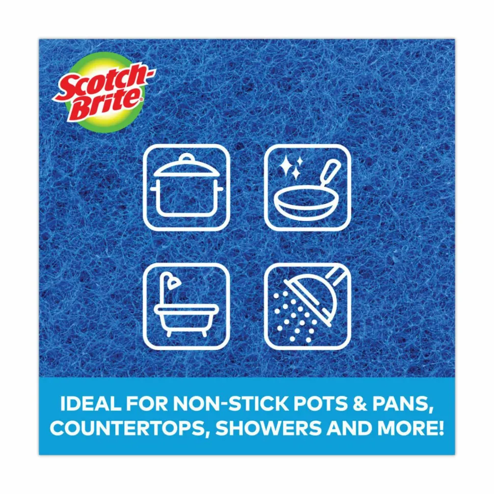 Scotch-Brite Non-Scratch Scour Pads, 3 x 6, Blue, 10/Carton