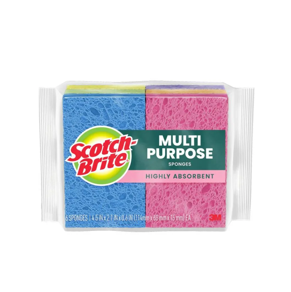 Scotch-Brite Ocelo Multi-Purpose Sponges, 6 Sponges, Assorted Colors