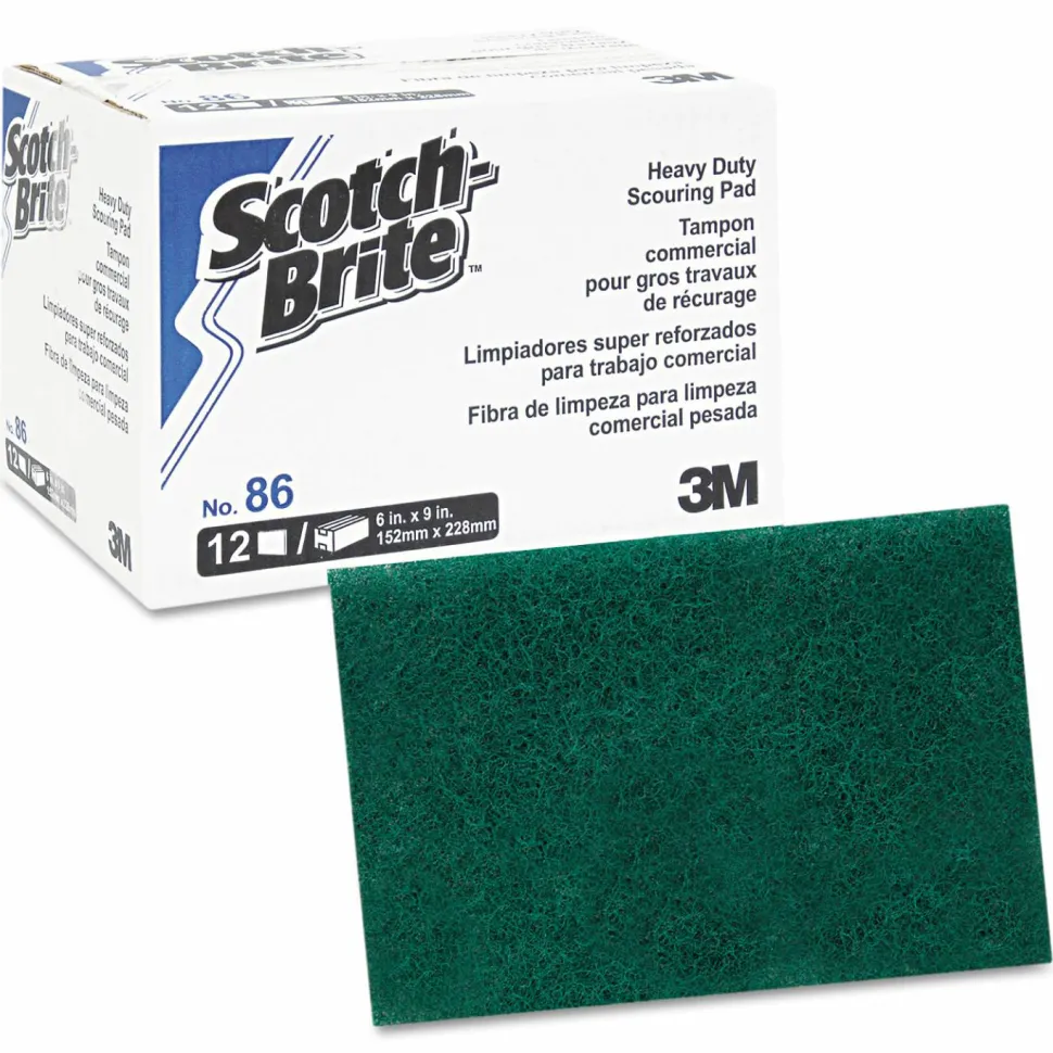 Scotch-Brite PROFESSIONAL Heavy Duty Scouring Pad 86, 6 x 9, Green, 12/Pack, 3 Packs/Carton
