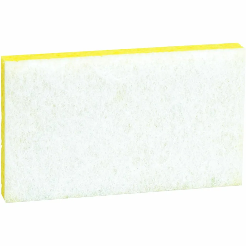 Scotch-Brite PROFESSIONAL Light-Duty Scrubbing Sponge, #63, 3.6 x 6.1, 0.7" Thick, Yellow/White, 20/Carton