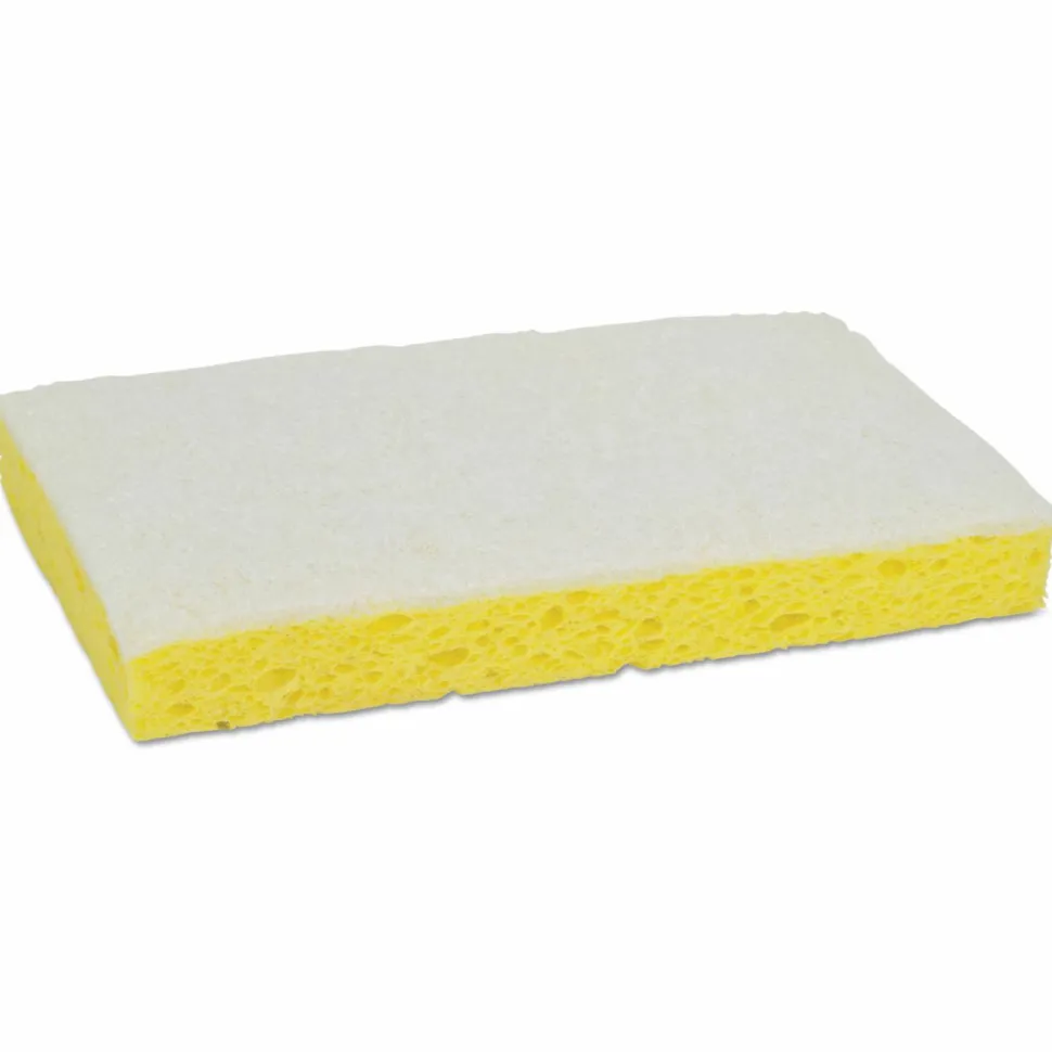 Scotch-Brite PROFESSIONAL Light-Duty Scrubbing Sponge, #63, 3.6 x 6.1, 0.7" Thick, Yellow/White, 20/Carton