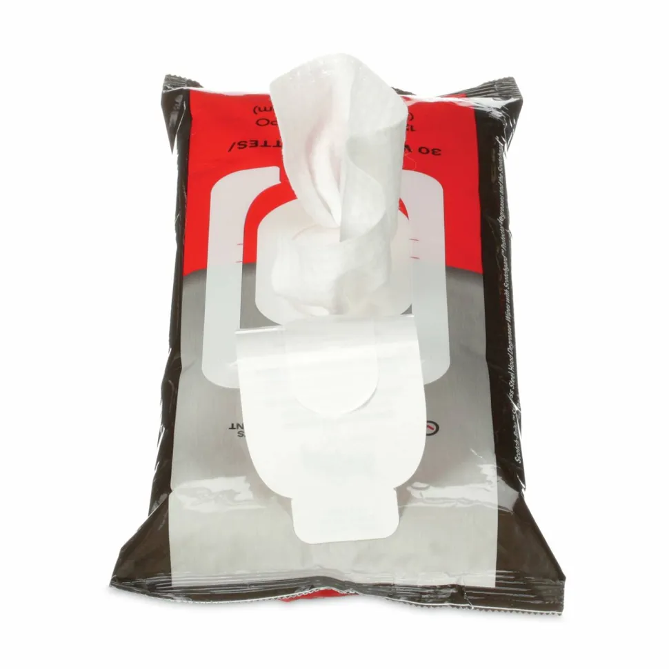 Scotch-Brite Stainless Steel Hood Degreaser Wipes, 1-Ply, 9 x 12, Unscented, White, 30 Wipes/Pack, 6 Packs/Carton