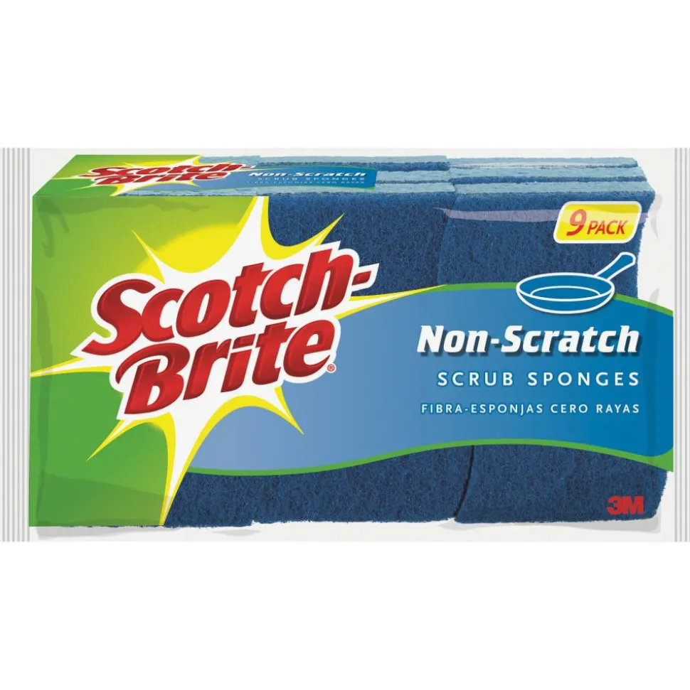 Scotch-Brite Zero Scratch Scrub Sponge, 9 Pack Scrubbing Sponges, Great For Washing Dishes and Cleaning Kitchen