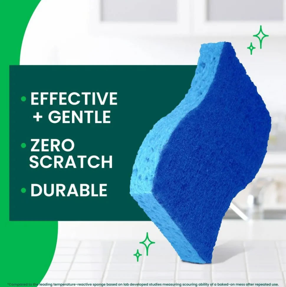 Scotch-Brite Zero Scratch Scrub Sponge, 3 Pack Scrubbing Sponges, Great For Washing Dishes and Cleaning Kitchen