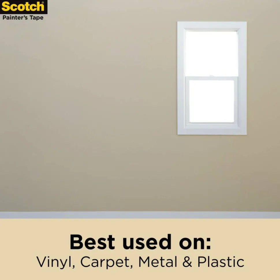 Scotch Contractor Grade Masking Tape, Removable, 9 Tape Rolls, 0.94 in x 60.1 yd, 3" Core, White