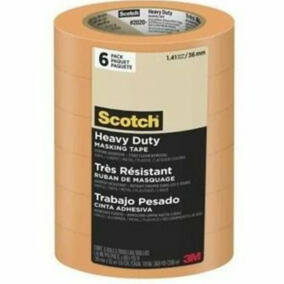 Scotch Contractor Grade Masking Tape, Removable, 9 Tape Rolls, 0.94 in x 60.1 yd, 3" Core, White