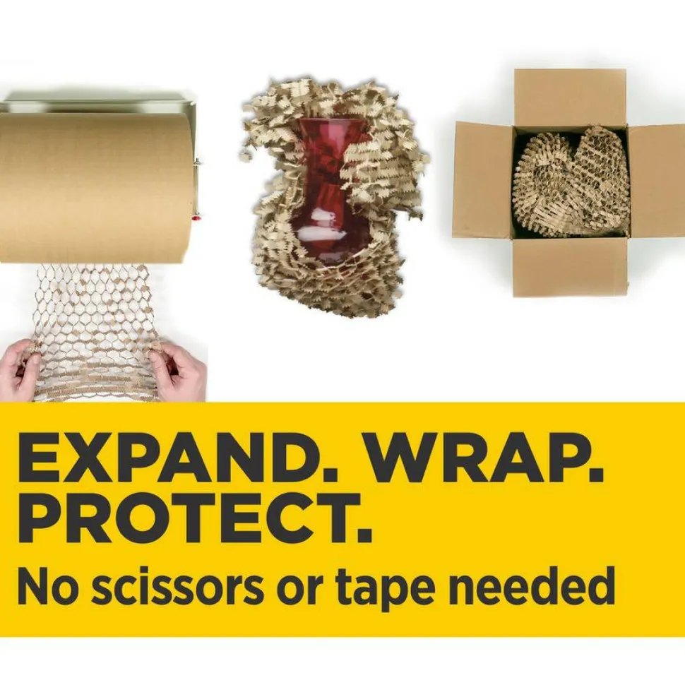 Scotch Cushion Lock Protective Wrap, 12 in x 1000 ft, 1 Roll, 100% Recycled Paper, Honeycomb Packing Paper, Alternative for Bubble Cushion Wrap, Brown