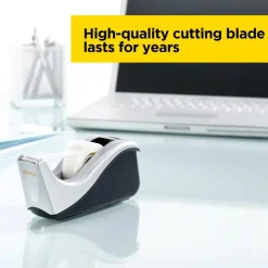 Scotch Desktop Tape Dispenser, 1 Dispenser, 1 in. Core, Black and Silver, School Supplies and College Essentials for Students and Teachers