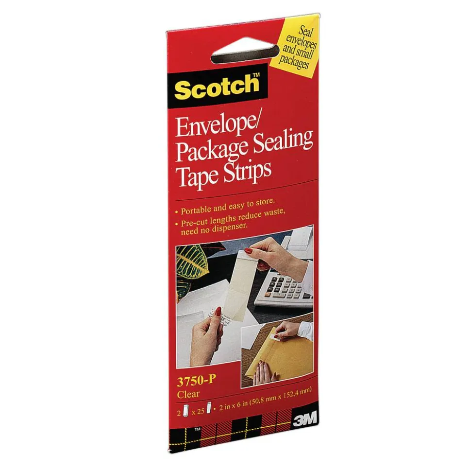 Scotch Envelope/Package Sealing Tape Strips, 1-7/8" x 6", Pack Of 50 Tape Strips