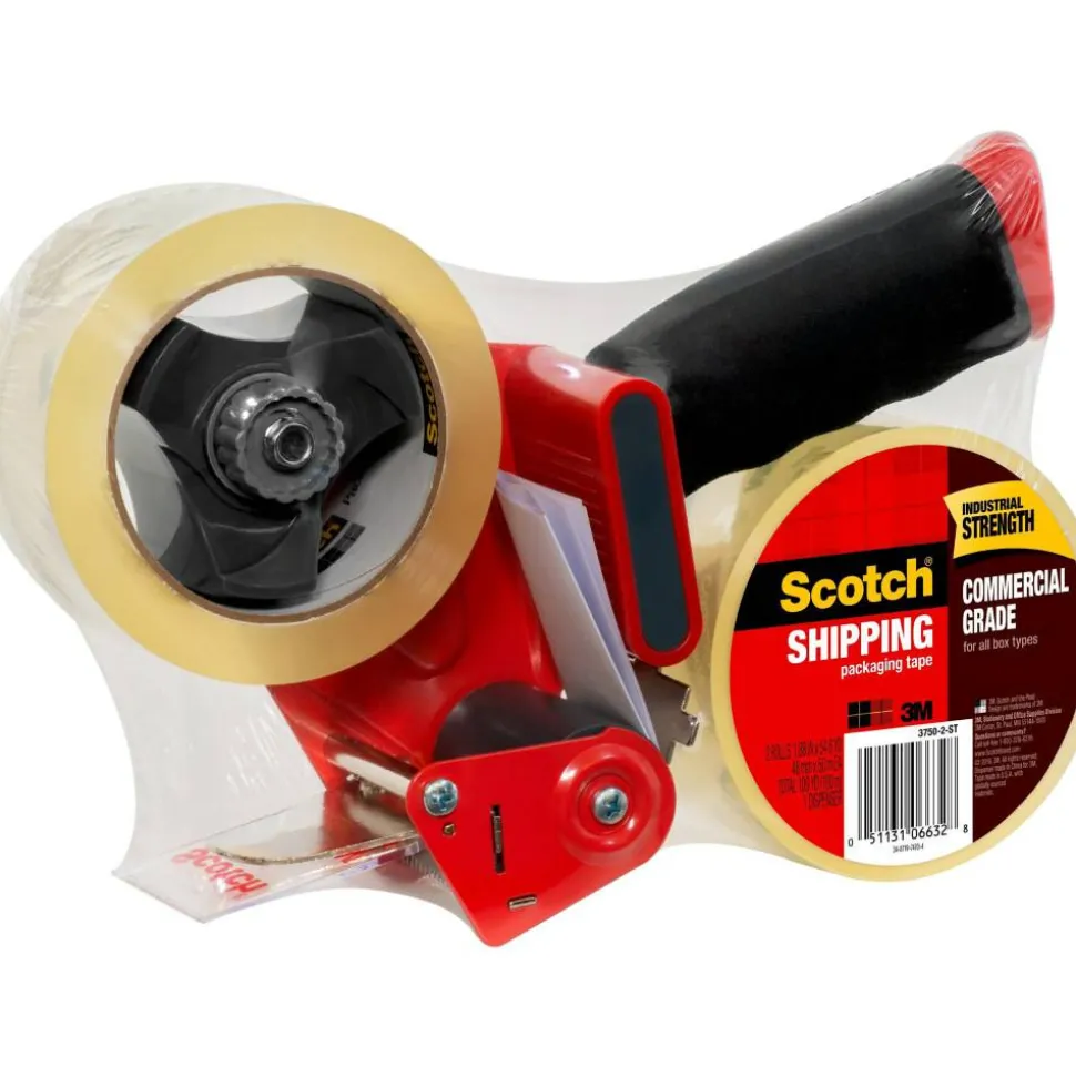 Scotch H180 Box Sealing Tape Dispenser, 2 Rolls of Tape Included