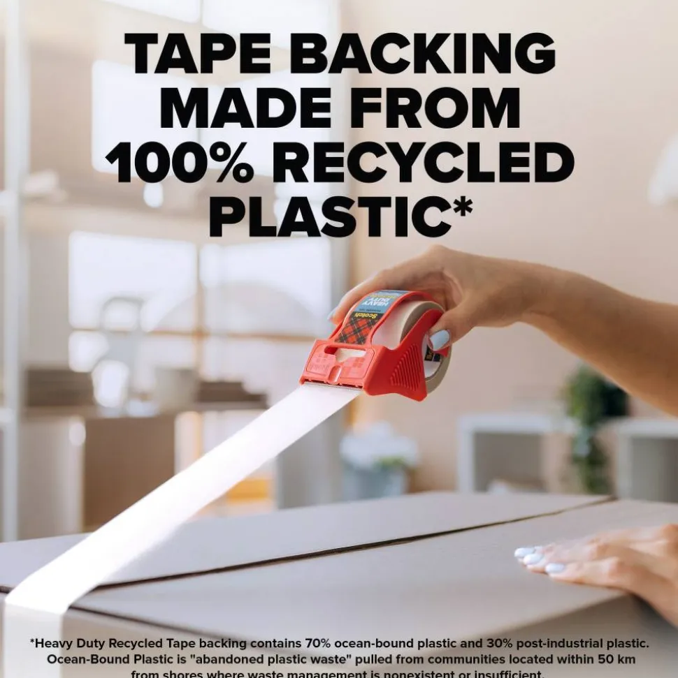 Scotch Heavy Duty Recycled Packaging Tape 7750-6, 1.88 in x 54.6 yd (48 mm x 50 m), 6 pack