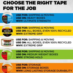 Scotch Heavy Duty Shipping Packing Tape, 2 Tape Rolls with 1 Dispenser, 1 7/8 in x 54.6 yd, 3" Core, Designed - 38502ST