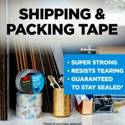 Scotch Heavy Duty Shipping Packing Tape, 2 Tape Rolls with 1 Dispenser, 1 7/8 in x 54.6 yd, 3" Core, Designed - 38502ST