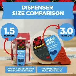 Scotch Heavy Duty Shipping Packing Tape, 2 Tape Rolls with 1 Dispenser, 1 7/8 in x 54.6 yd, 3