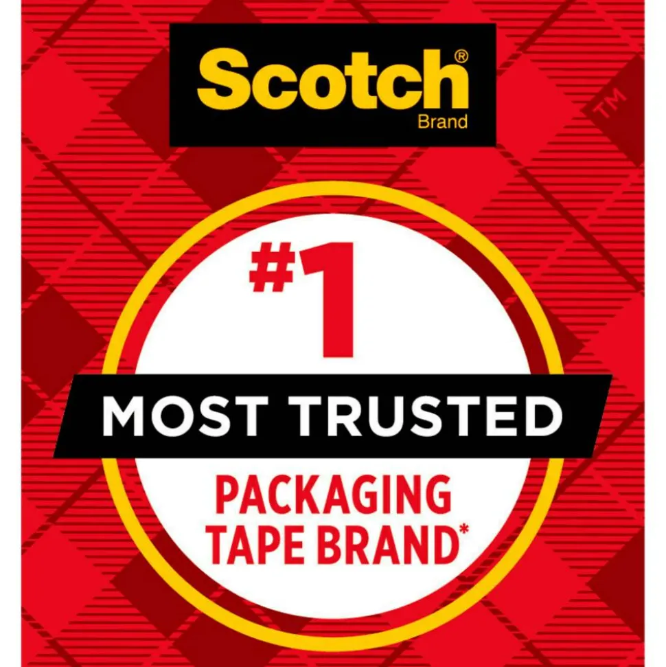 Scotch Heavy Duty Shipping Packing Tape, 12 Tape Rolls with 1 Dispenser, 1 7/8x 54.6 yd, 1" Core, Designed - 385012BD