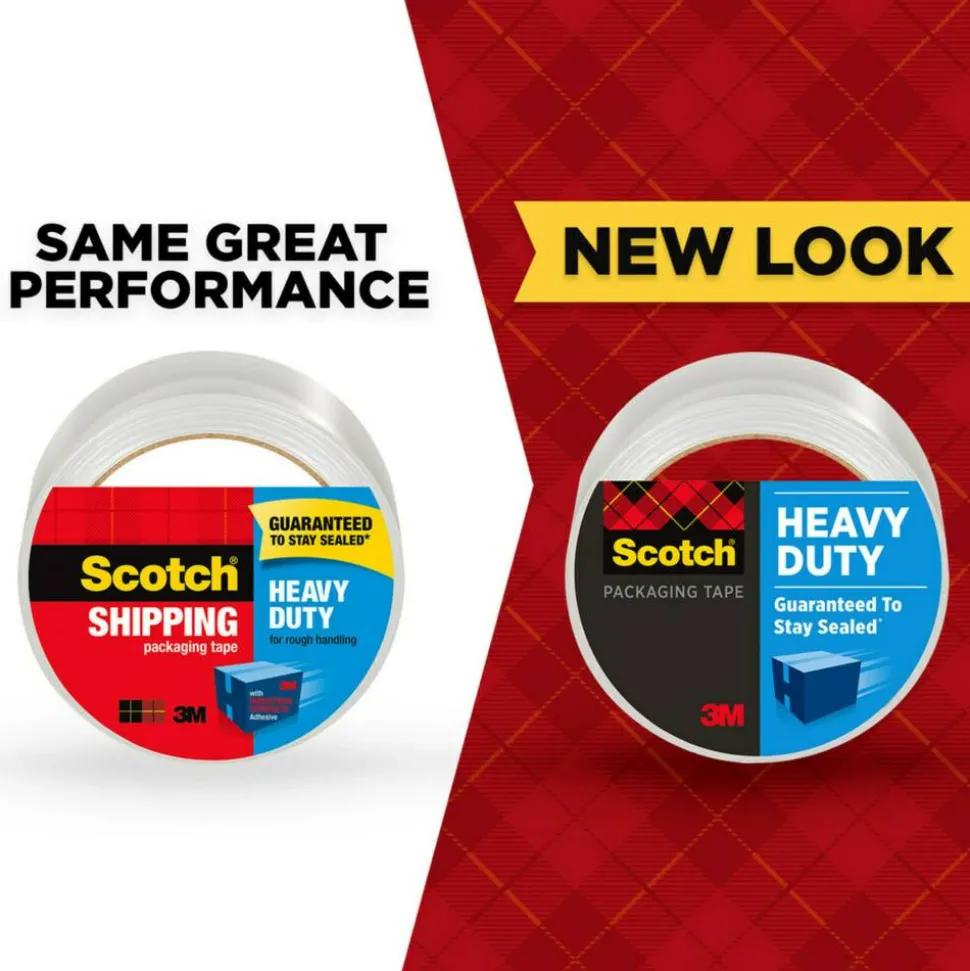 Scotch Heavy Duty Shipping Packing Tape, 12 Tape Rolls with 1 Dispenser, 1 7/8x 54.6 yd, 1" Core, Designed - 385012BD