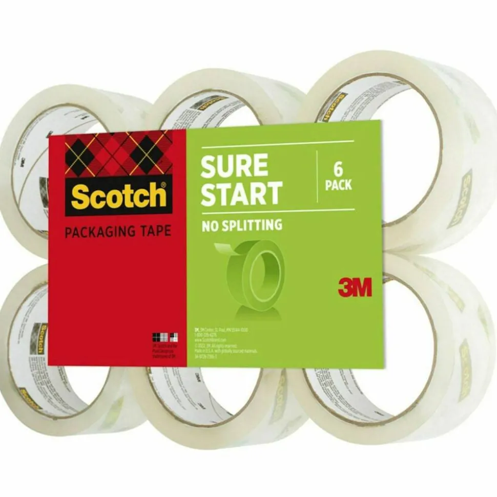 Scotch 3500 High-Performance Packaging Tape Refill Rolls, 3" Core, 1-7/8" x 54-5/8 Yd., Clear, Pack Of 6