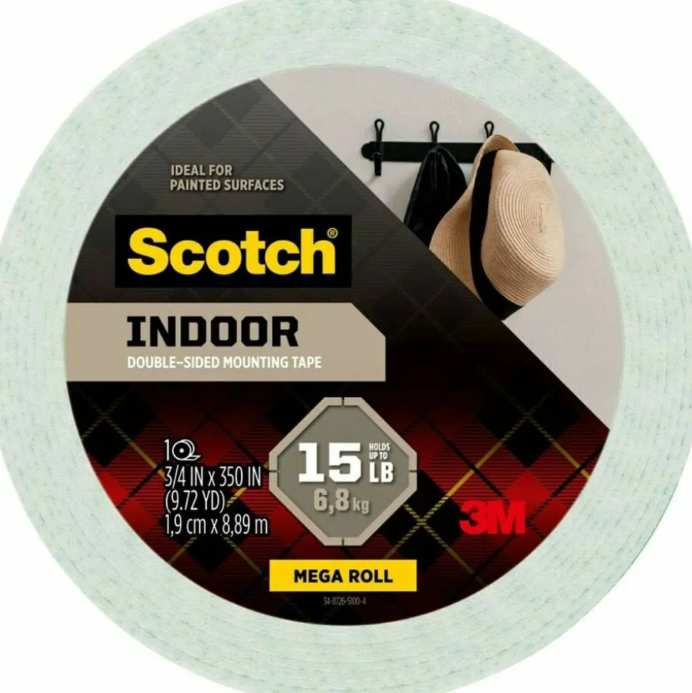 Scotch Indoor Double-Sided Mounting Tape , 0.75 in x 350 in (1.9 cm x 8.89 m)