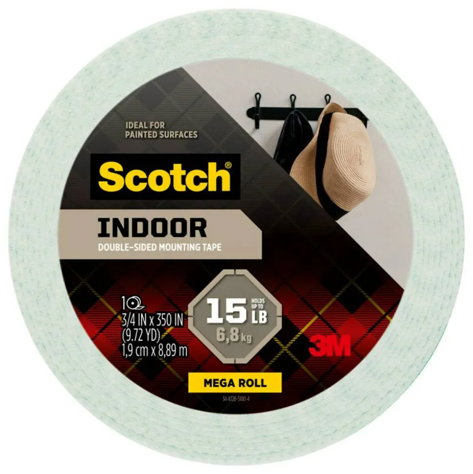 Scotch Indoor Double-Sided Mounting Tape , 0.75 in x 350 in (1.9 cm x 8.89 m)