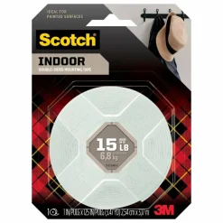 Scotch Indoor Double-Sided Mounting Tape , 1 in x 125 in (2.54 cm x 3.17 m)