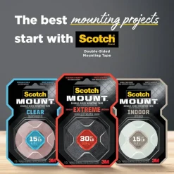 Scotch Indoor Double-Sided Mounting Tape , 1 in x 125 in (2.54 cm x 3.17 m)