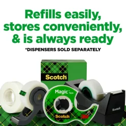 Scotch Magic Tape, Invisible, 6 Tape Rolls, 3/4 in x 1296 in, Home Office Supplies and School Supplies for College and Classrooms