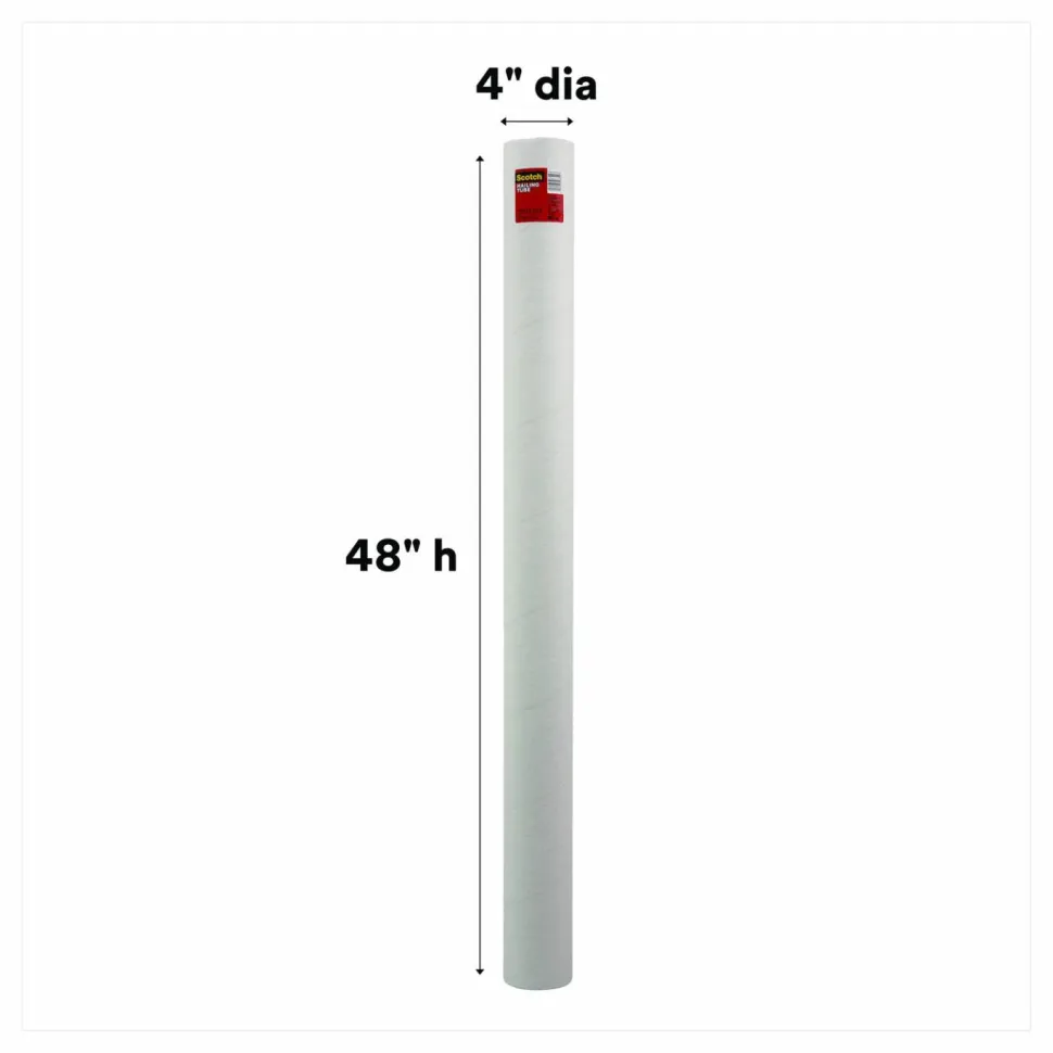 Scotch Mailing Tube, 48" Long, 4" Diameter, White, 12/Carton