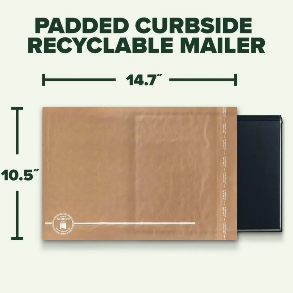 Scotch Padded Mailers, Size 5, 10-1/2" x 14-3/4", Kraft, Pack Of 25 Mailers