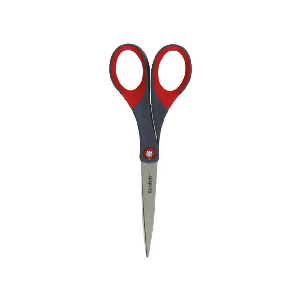 Scotch Precision Scissors, 7" - 7" Overall Length - Left/Right - Stainless Steel - Red, Gray - 1 Each
