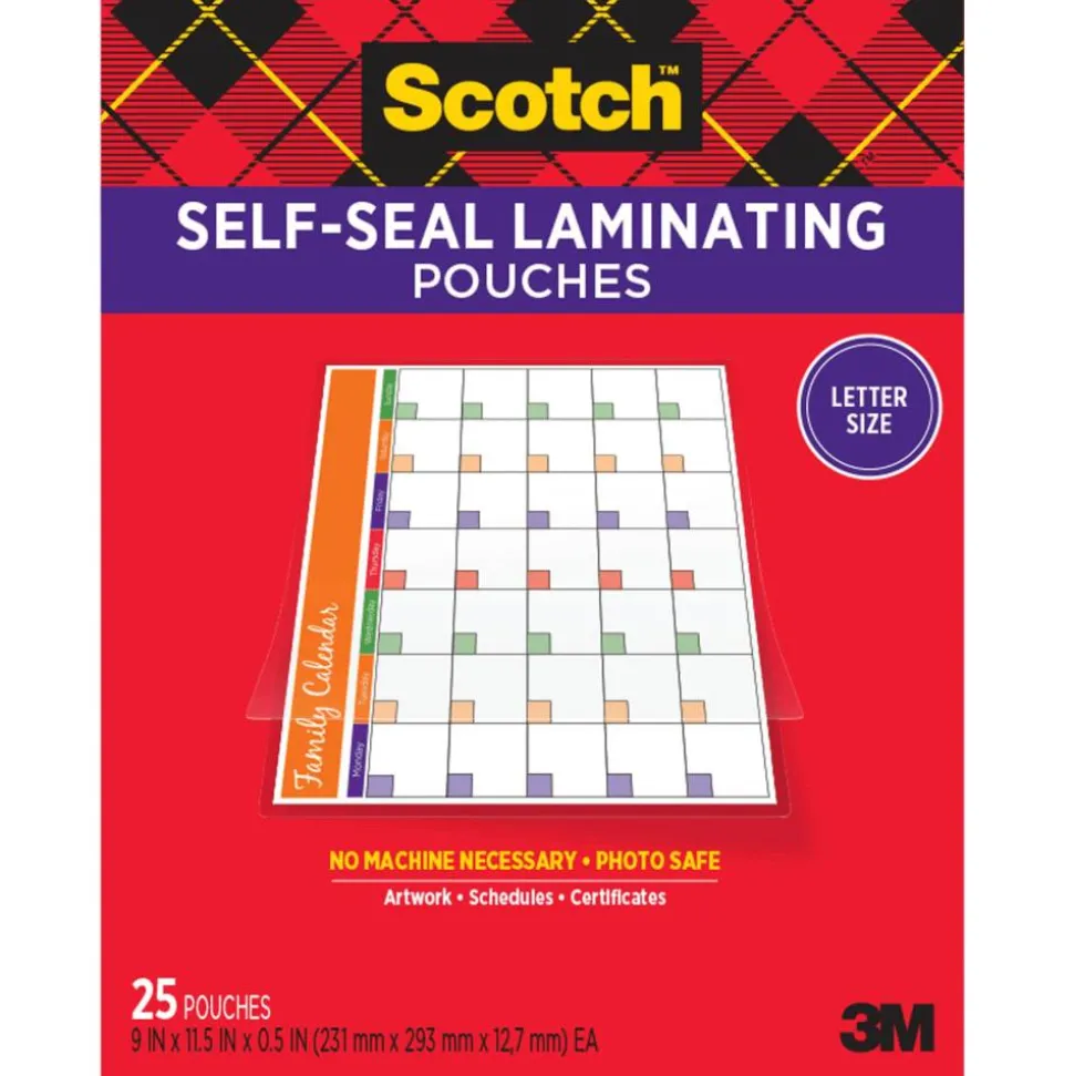 Scotch Self-Seal Laminating Pouches, Fits Letter Size (9" x 11.5 in.) Paper, 25-PK