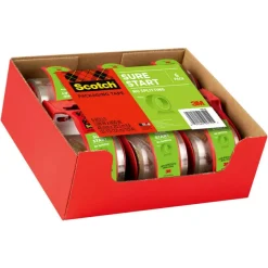 Scotch Sure Start Shipping Tape, 6 Tape Rolls with Dispensers, 1 7/8 in x 22.2 yd, 1.5