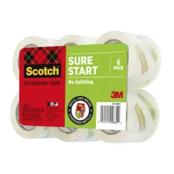 Scotch Sure Start Shipping Tape, 6 Tape Rolls, 1 7/8 in x 25 yd, 1.5