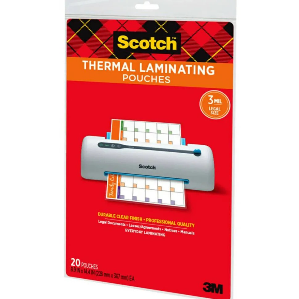 Scotch Thermal Laminating Pouches, 8.9" x 14.4", 20 Laminating Sheets, Fits Legal Size, 20/Pack