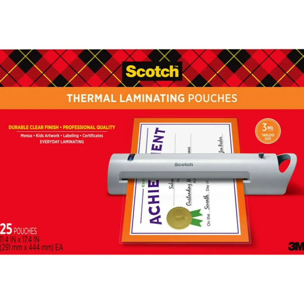 Scotch Thermal Laminating Pouches, 11.4" x 17.4", 3 mil, 25 Laminating Sheets, Fits Menu Size