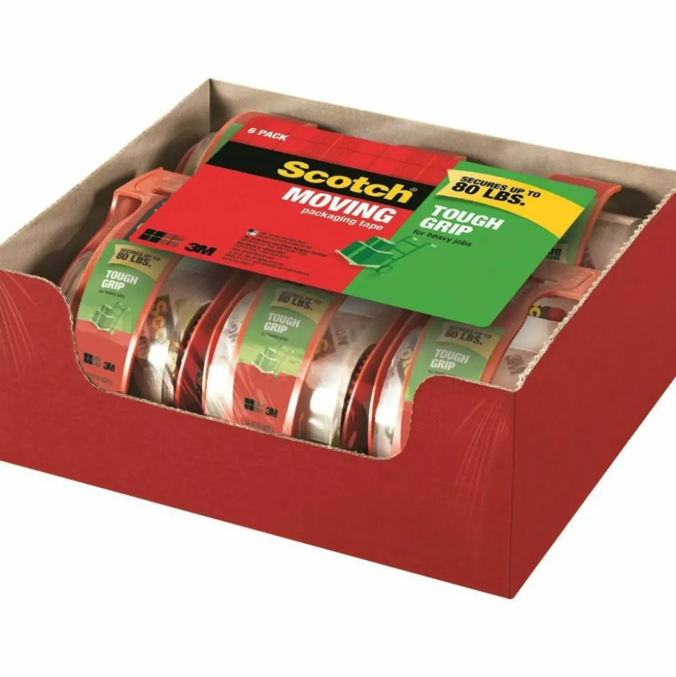 Scotch Tough Grip Moving Packing Tape With Dispensers - 150-6