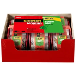 Scotch Tough Grip Moving Packing Tape With Dispensers - 150-6