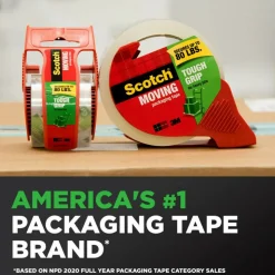 Scotch Tough Grip Moving Packing Tape With Dispensers - 150-6