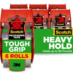 Scotch Tough Grip Moving Packing Tape With Dispensers - 150-6