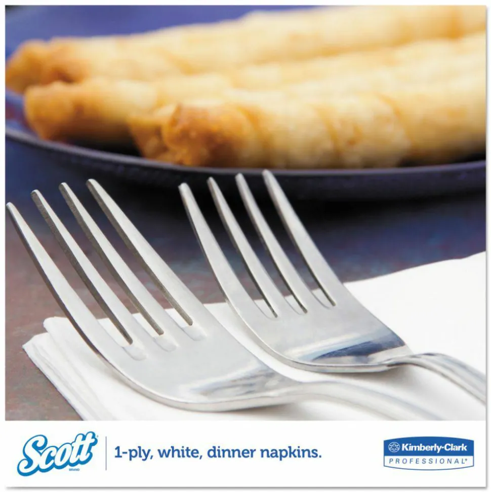 Scott 1/8-Fold Dinner Napkins, 2-Ply, 17 x 14.63, White, 300/Pack, 10 Packs/Carton