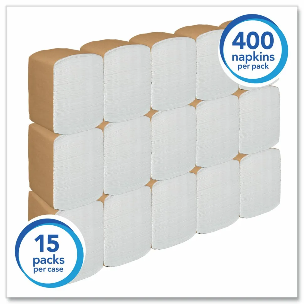 Scott Full-Fold Dispenser Napkins, 1-Ply, 12 x 17, White, 400/Pack, 15 Packs/Carton
