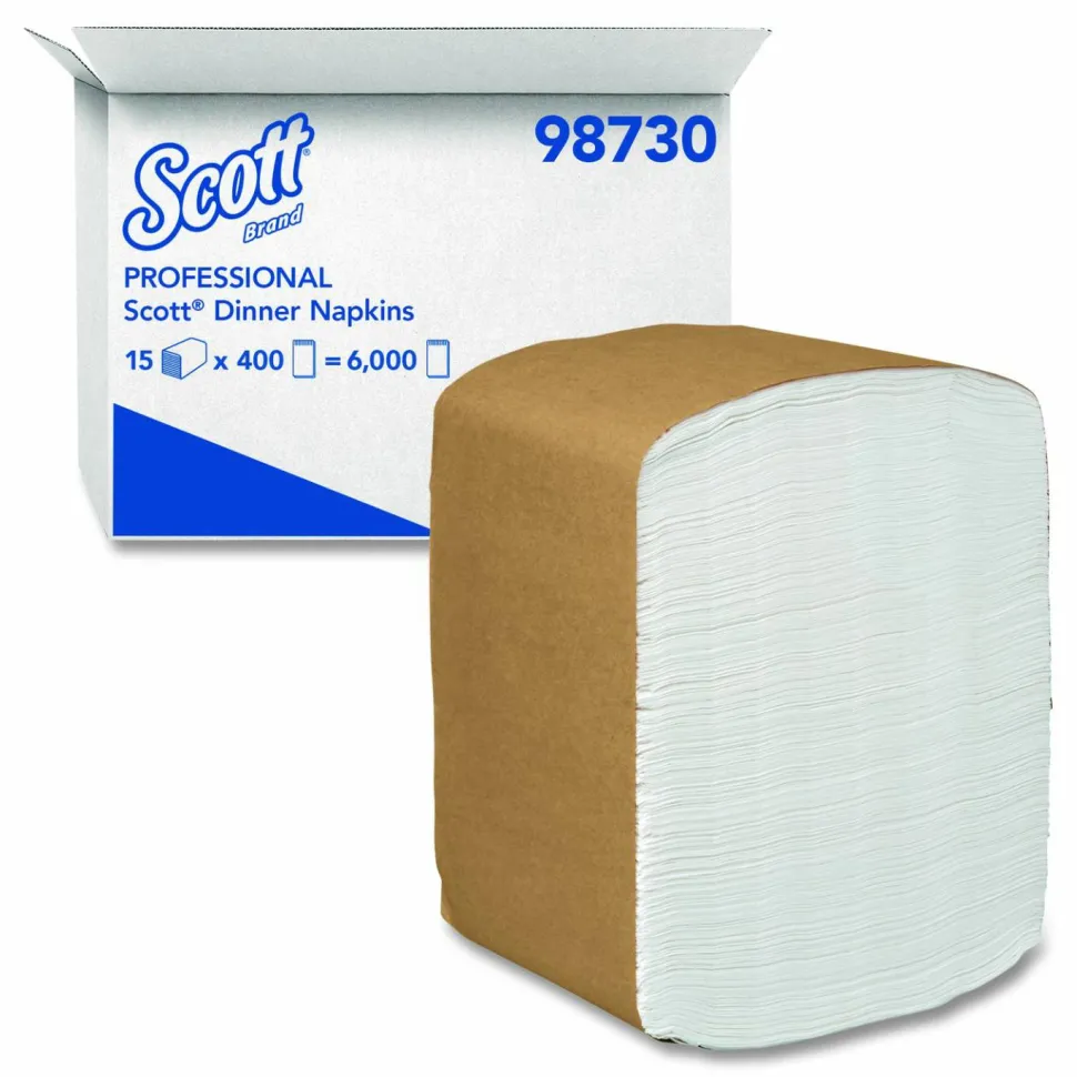 Scott Full-Fold Dispenser Napkins, 1-Ply, 12 x 17, White, 400/Pack, 15 Packs/Carton