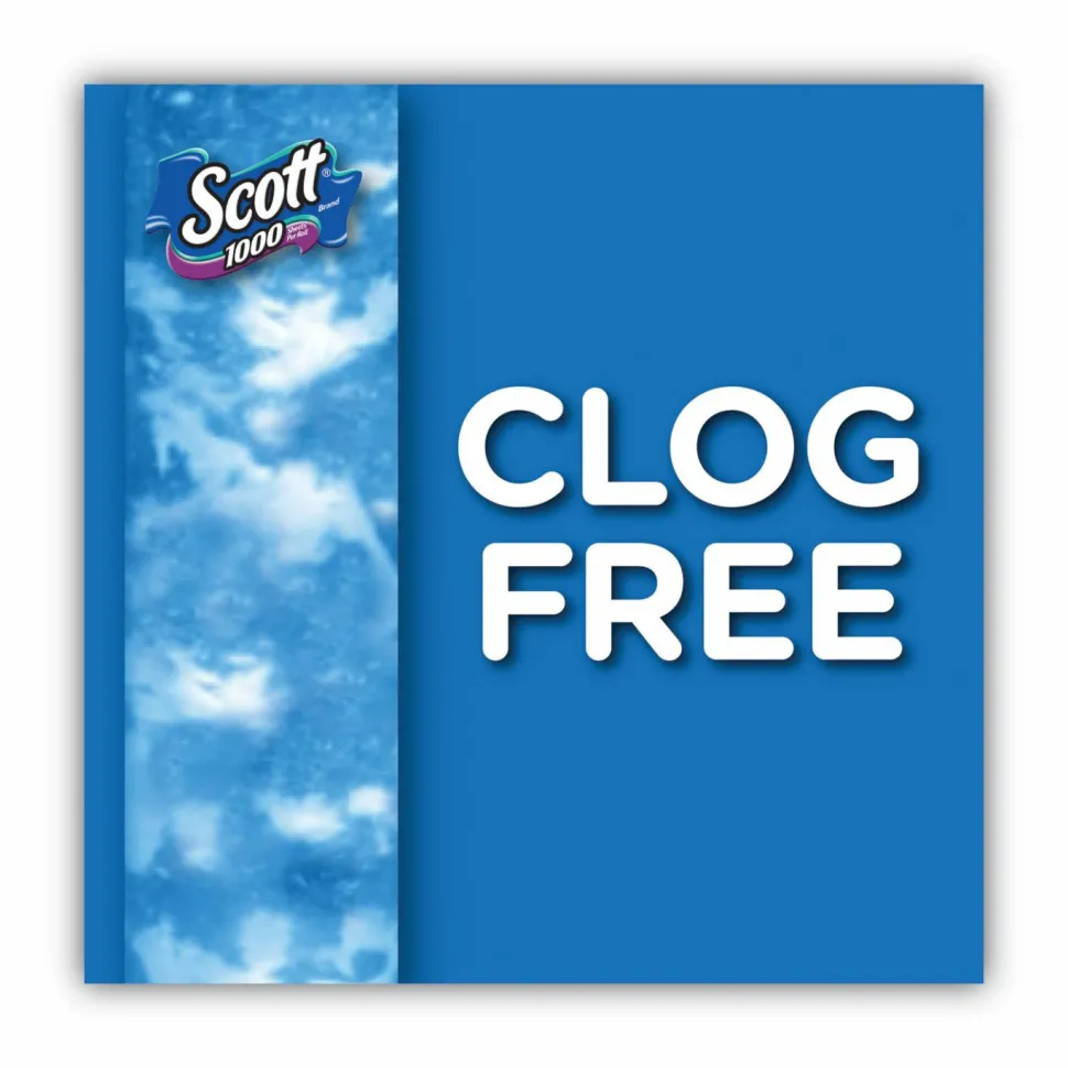 Scott 1000 Bathroom Tissue, Septic Safe, 1-Ply, White, 1,000 Sheets/Roll, 20 Rolls/Pack